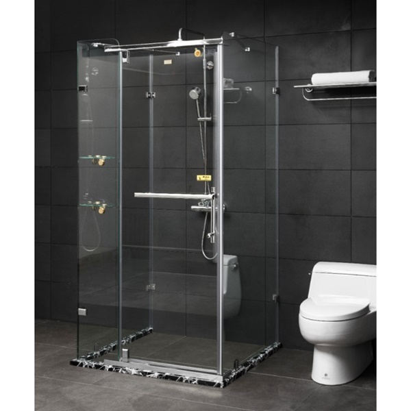 Phòng tắm kính giúp việc phân chia không gian hiệu quả.